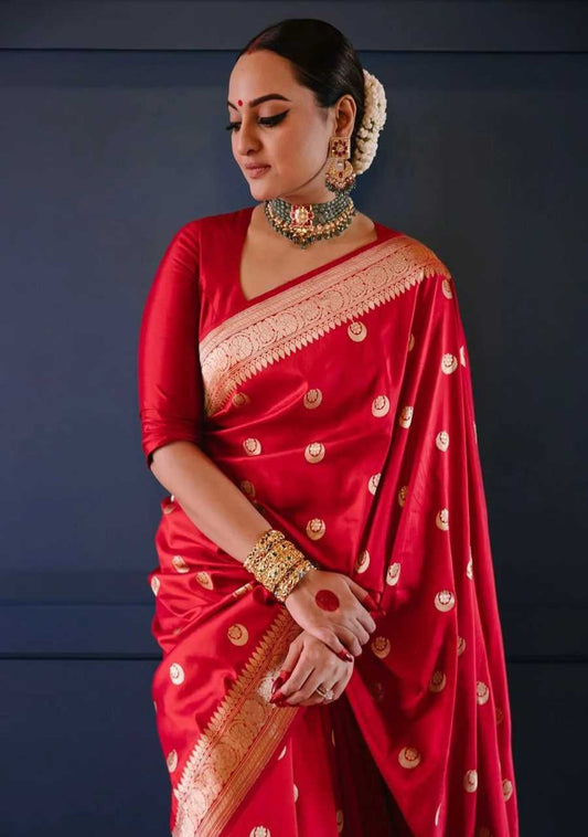 Sonakshi Sinha Inspired Soft Lichi Silk Saree with Jacquard Weaving & Rich Pallu – Timeless Ethnic Elegance - House of ViDi