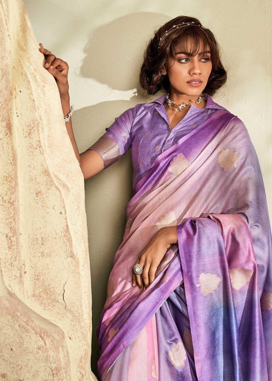 Purple Premium Soft Handloom Silk Saree – Elegant Heavy Weaving Designer Saree for Festive & Wedding Wear - House of ViDi