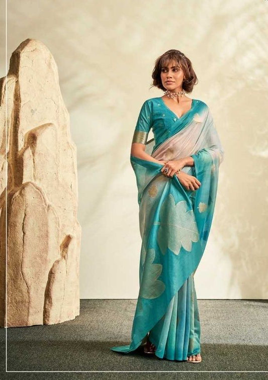 Sky Premium Soft Handloom Silk Saree – Elegant Heavy Weaving Designer Saree for Festive & Wedding Wear