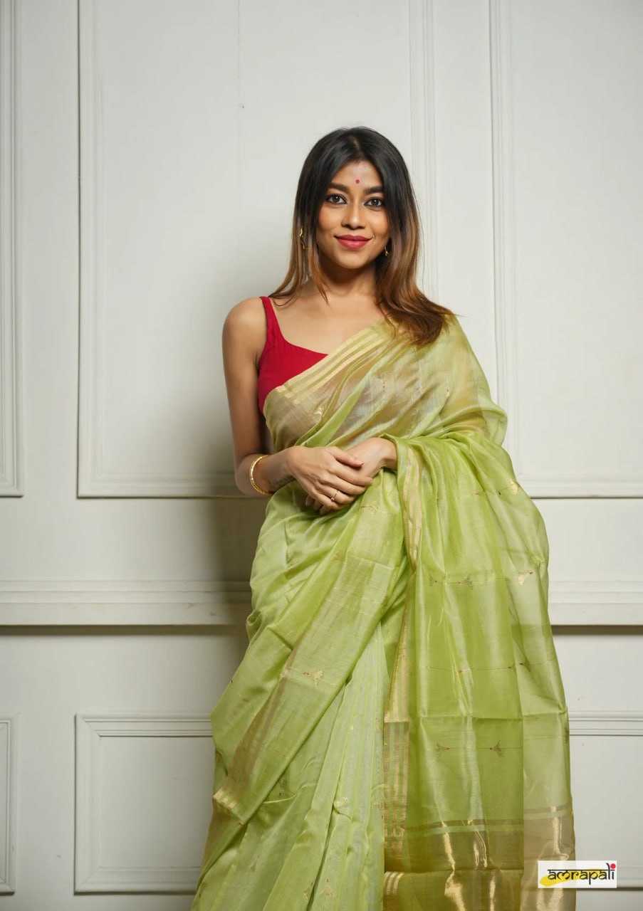 Soft Cotton Silk Saree with Jacquard Weaving & Rich Pallu – Elegant Festive Wear with Unstitched Blouse [Pista] - House of ViDi