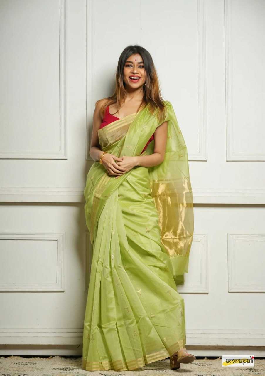 Soft Cotton Silk Saree with Jacquard Weaving & Rich Pallu – Elegant Festive Wear with Unstitched Blouse [Pista] - House of ViDi