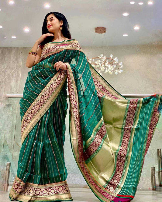 Soft Lichi Silk Saree with Rich Jacquard Weaving & Contrast Pallu – Festive & Party Wear Elegance - House of ViDi