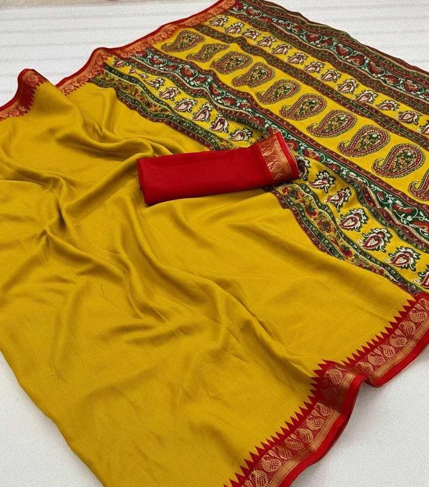 Red Dola Silk Kalamkari Inspired Designer Saree with Zari Woven Blouse - House of ViDi