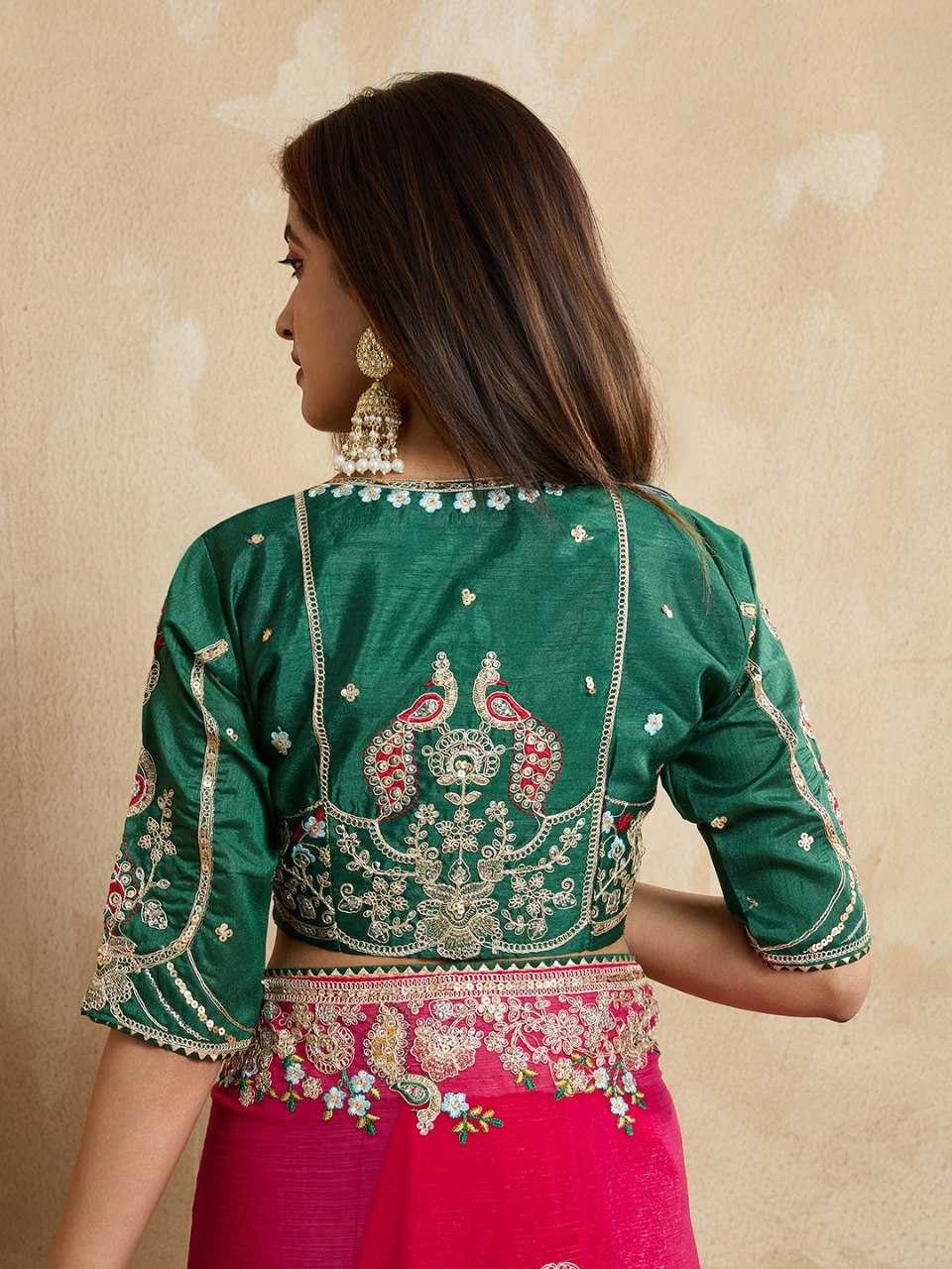 Premium Pink Fendy Chiffon Silk Saree with Heavy Embroidery & Mono Banglory Blouse – Perfect Wedding & Festive Wear