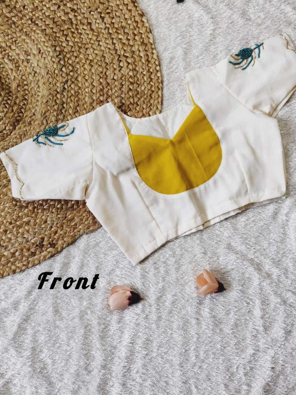 Faux Georgette Saree with Handworked Morpankh Motifs - House of ViDi