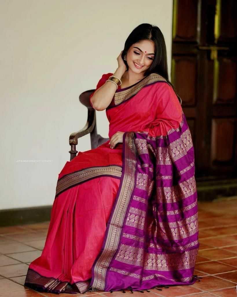 Rani Soft Lichi Silk Saree with Rich Pallu & All-Over Jacquard Weaving | Designer Traditional Silk Saree - House of ViDi