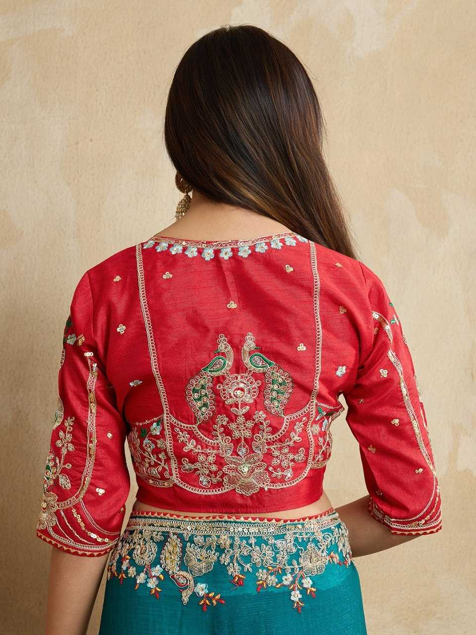 Premium Blue Fendy Chiffon Silk Saree with Heavy Embroidery & Mono Banglory Blouse – Perfect Wedding & Festive Wear