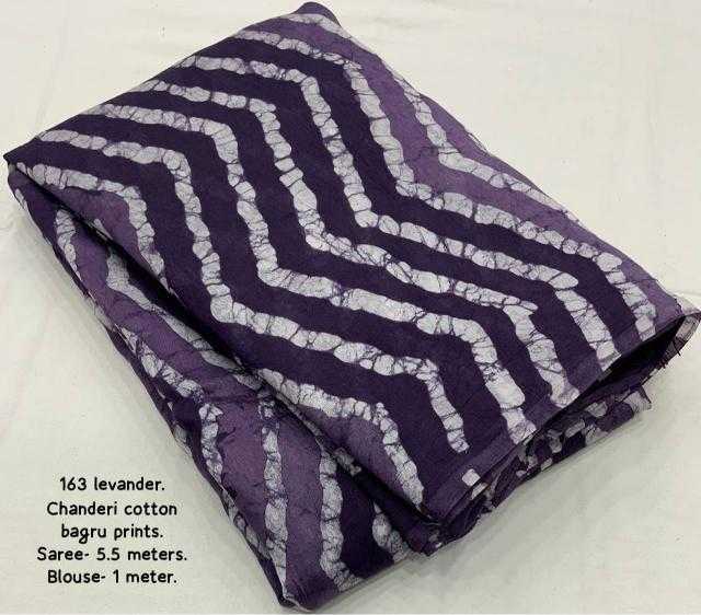 Purple Chanderi Cotton Bagru Batik Printed Saree with Zig Zag Motifs & Tassel Pallu | House of ViDi