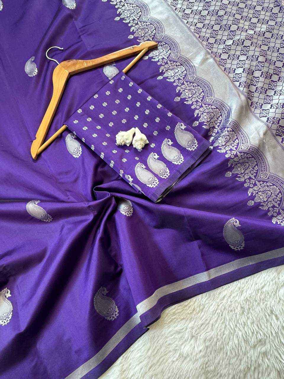 Royal Blue Katan Silk Saree with Silver Weaving & Brocade Blouse