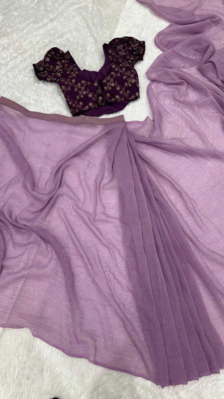 Sparkle Silk Ready-to-Wear Saree with Heavy Banarasi Blouse | Adjustable Hooks | Designer Party Wear Saree - House of ViDi