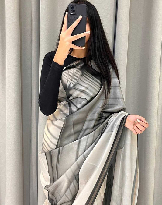 Cotton Silk Printed Saree with Rich Pallu & Blouse