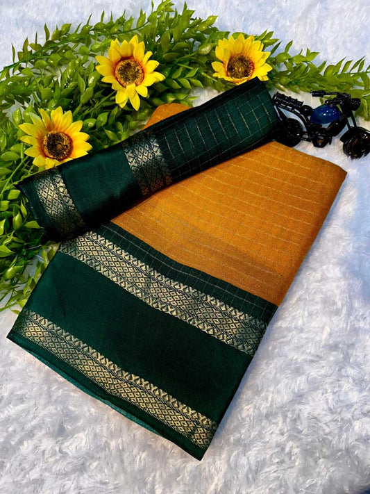 Mustard Premium Mysore Silk Saree with Traditional Weaving and Rich Padded Border – Festive & Wedding Collection
