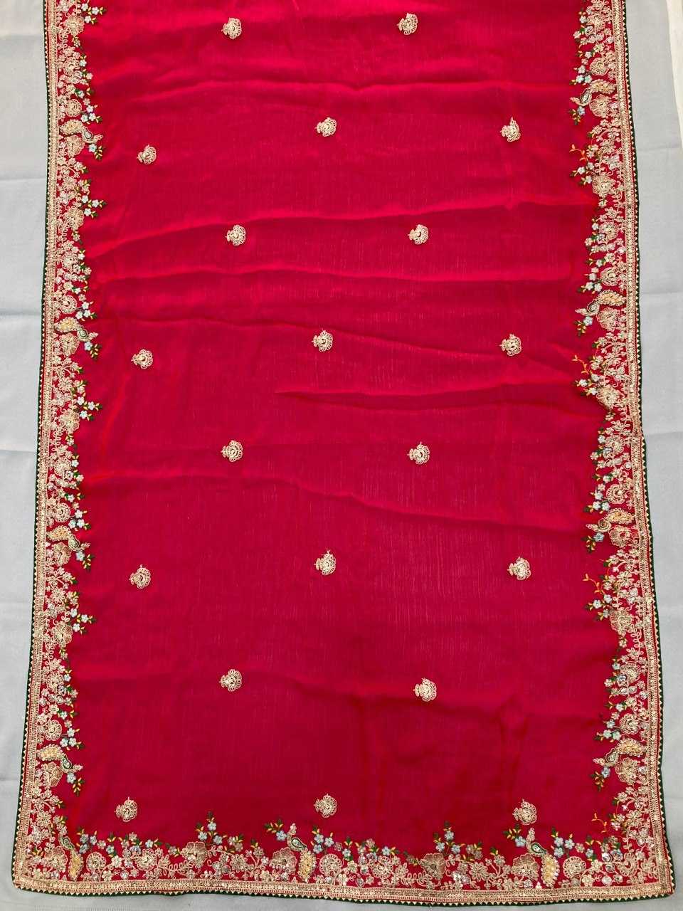 Premium Pink Fendy Chiffon Silk Saree with Heavy Embroidery & Mono Banglory Blouse – Perfect Wedding & Festive Wear