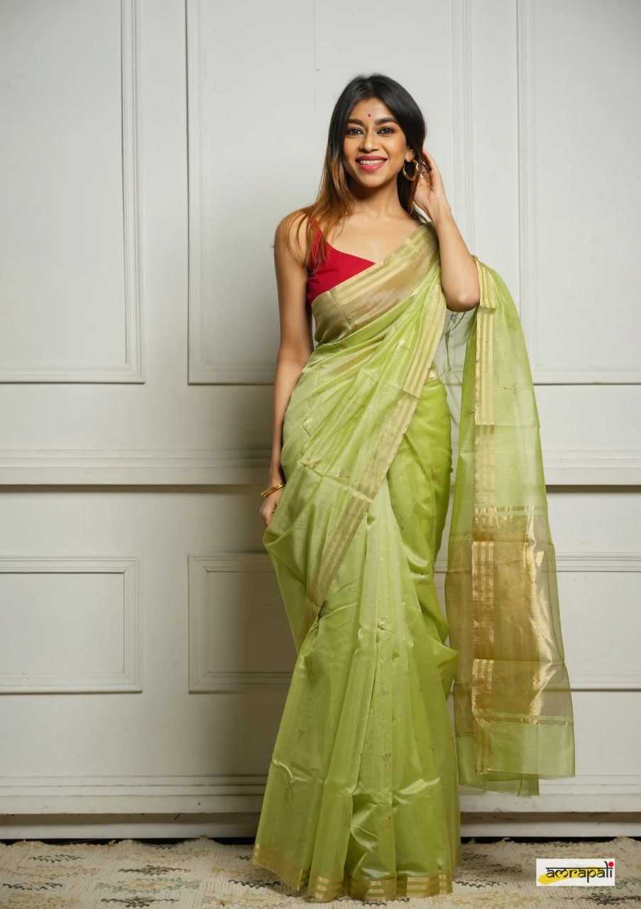 Soft Cotton Silk Saree with Jacquard Weaving & Rich Pallu – Elegant Festive Wear with Unstitched Blouse [Pista] - House of ViDi
