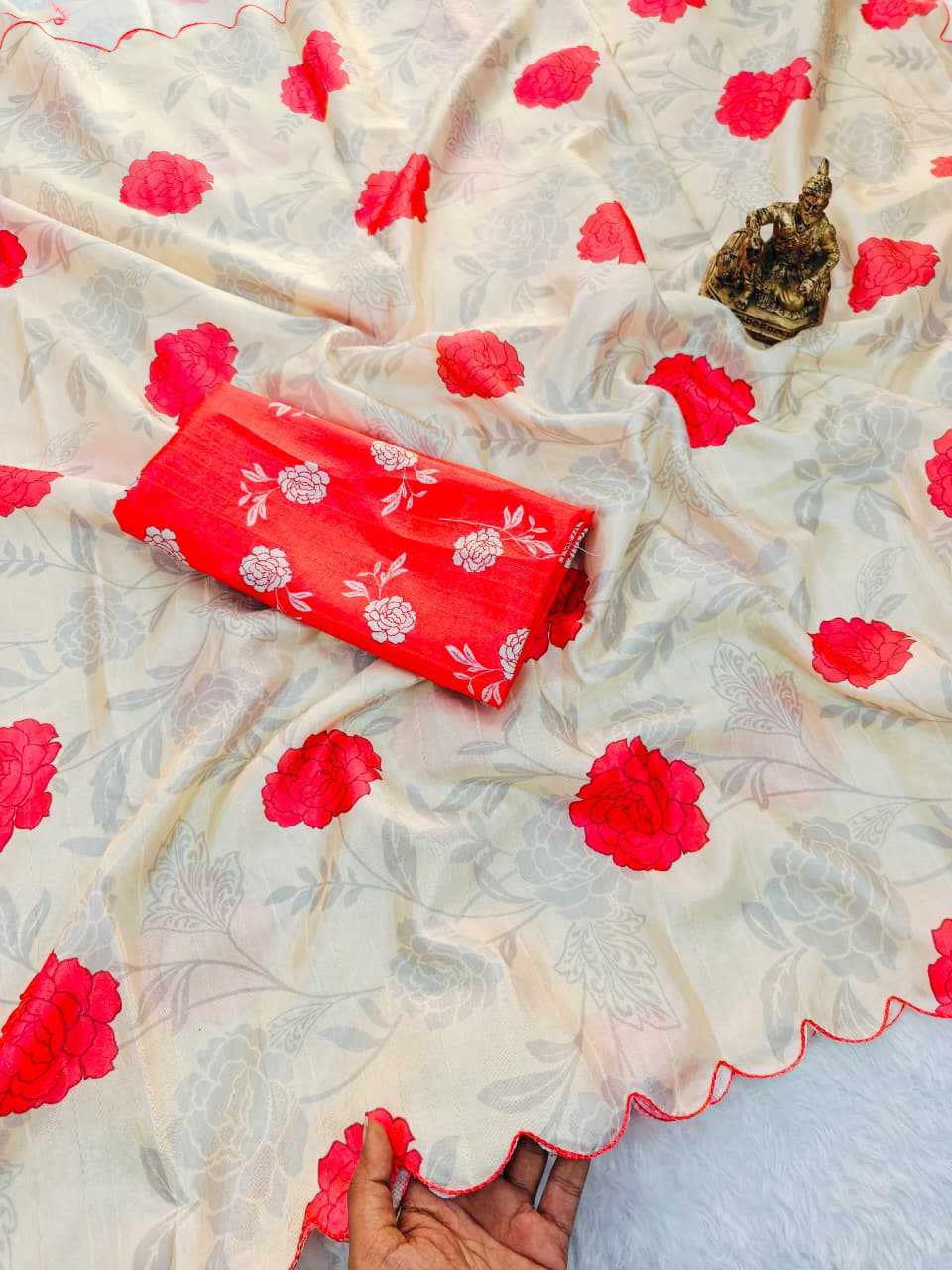 Tussar Silk Printed Saree with Floral Digital Print - House of ViDi