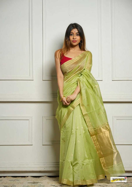 Soft Cotton Silk Saree with Jacquard Weaving & Rich Pallu – Elegant Festive Wear with Unstitched Blouse [Pista] - House of ViDi
