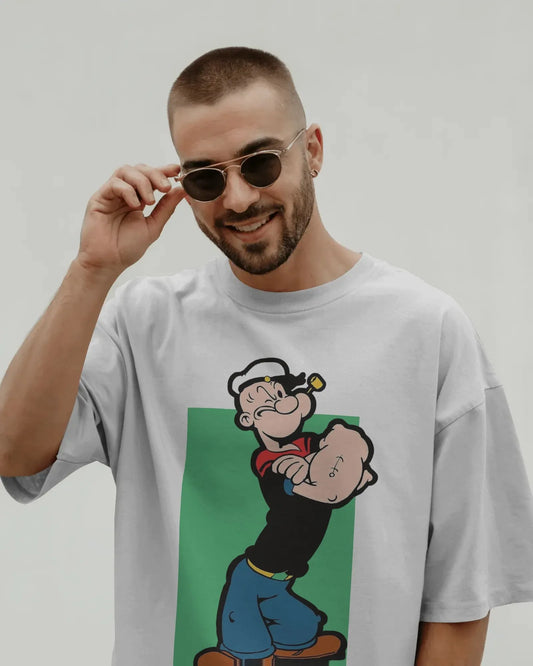 Oversized Popeye Cartoon Graphic T-Shirt | Retro Streetwear Style - House of ViDi