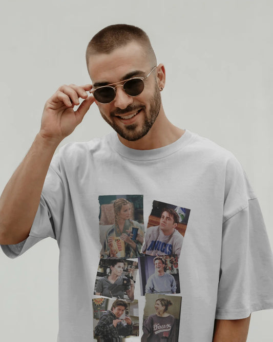 Oversized FRIENDS Collage T-Shirt – Iconic TV Show Moments Unisex Tee