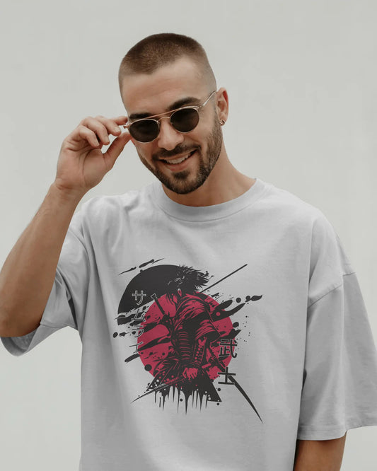 Samurai Blood Moon – Unisex Oversized T-Shirt | Fierce. Artistic. Iconic.