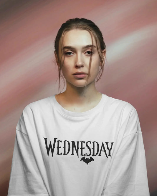 Wednesday Logo Oversized T-Shirt – Gothic Dark Aesthetic Tee | House of ViDi - House of ViDi