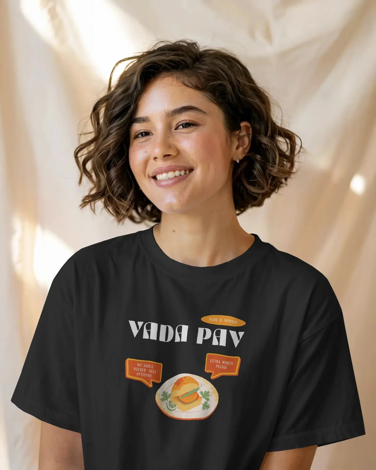 Vada Pav T-Shirt – Desi Street Food Graphic Unisex Cotton Tee | Mumbai Food Lover T-Shirt - House of ViDi
