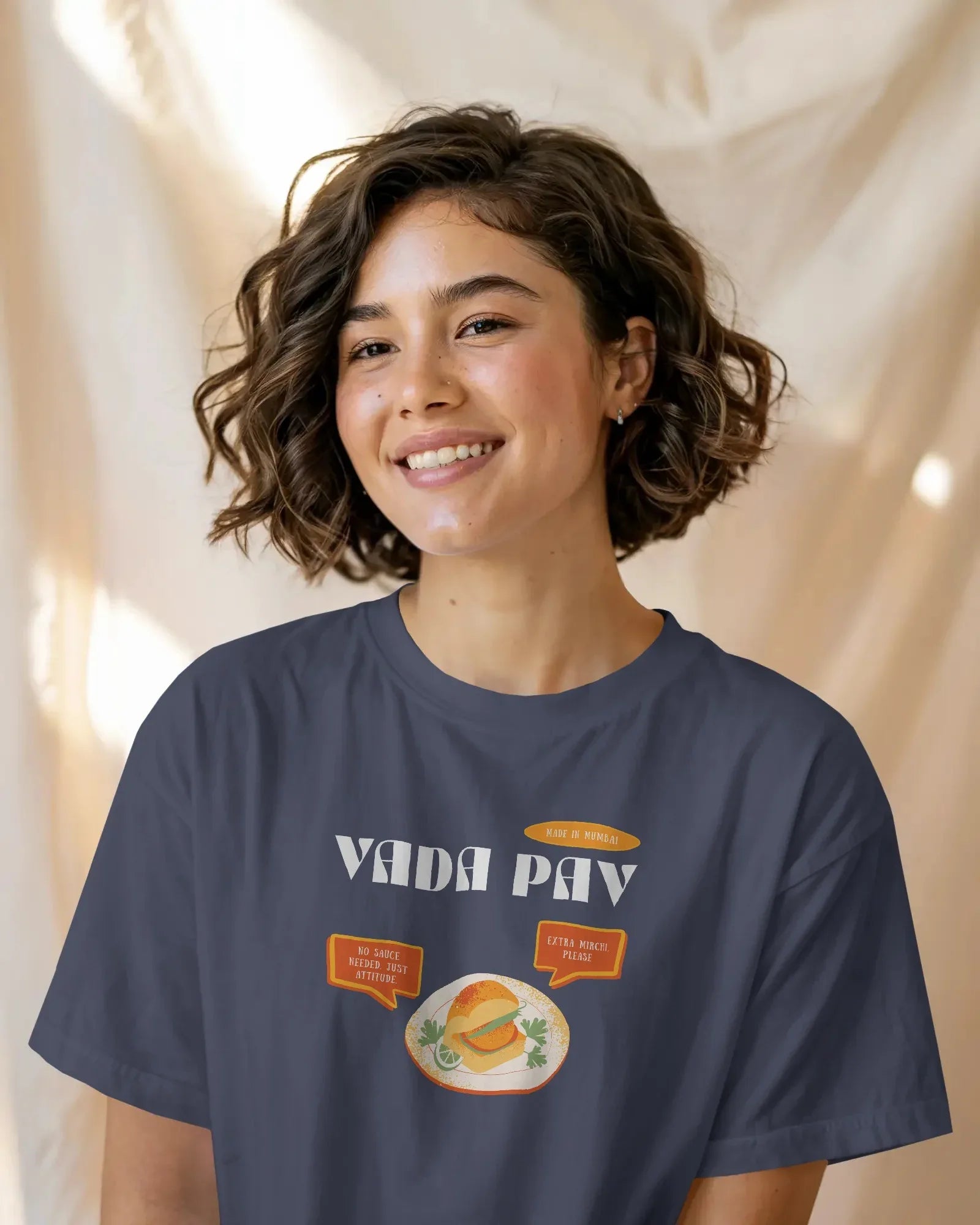 Vada Pav T-Shirt – Desi Street Food Graphic Unisex Cotton Tee | Mumbai Food Lover T-Shirt - House of ViDi