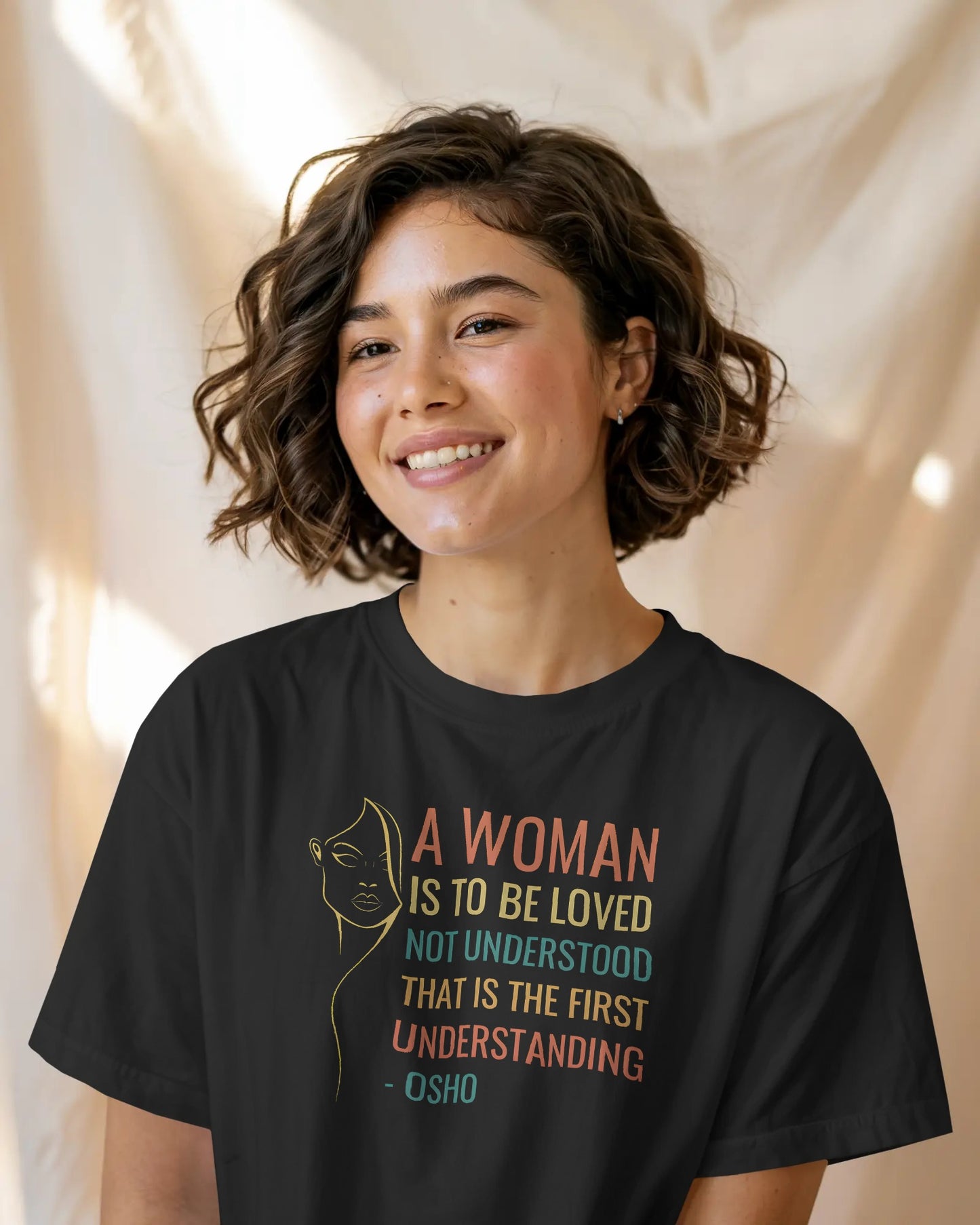 A Woman Is to Be Loved – Osho Quote Unisex Classic T-shirt | House of ViDi