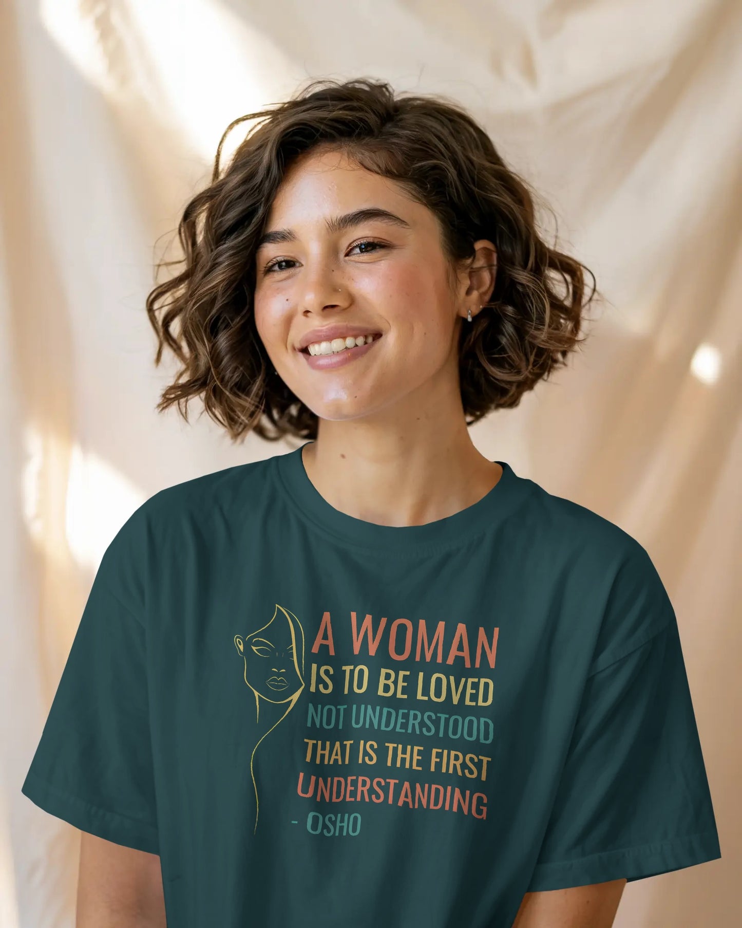 A Woman Is to Be Loved – Osho Quote Unisex Classic T-shirt | House of ViDi