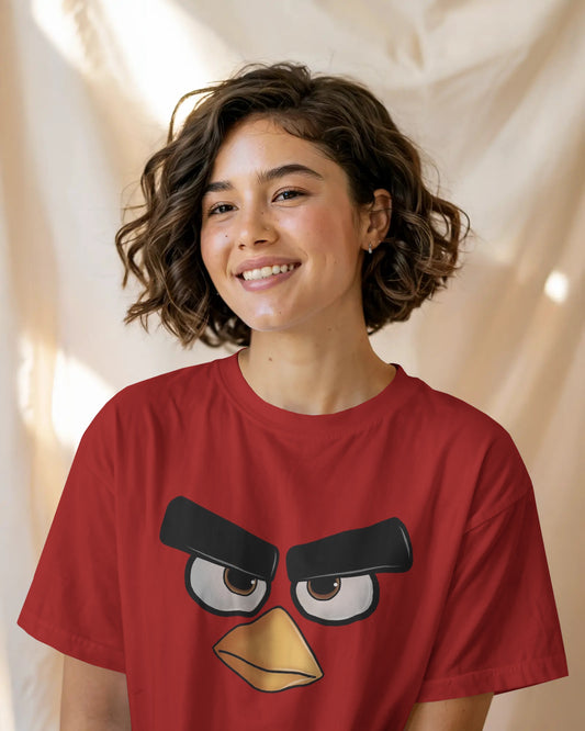Oversized Angry Birds Red T-Shirt | Cartoon Graphic Streetwear Tee
