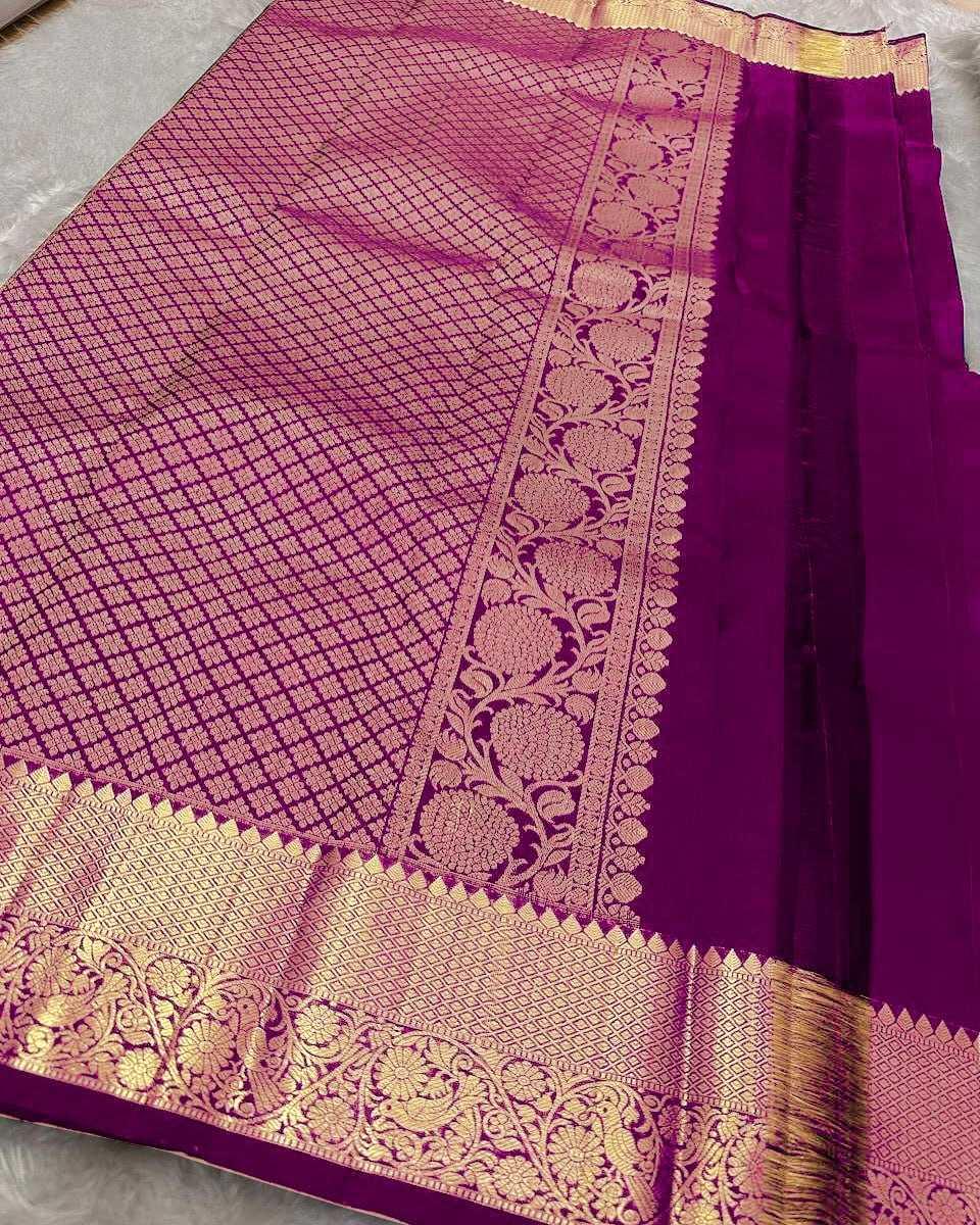 Maroon Elegant Banarasi Soft Silk Zari Woven Saree with Rich Border & Blouse Piece - House of ViDi