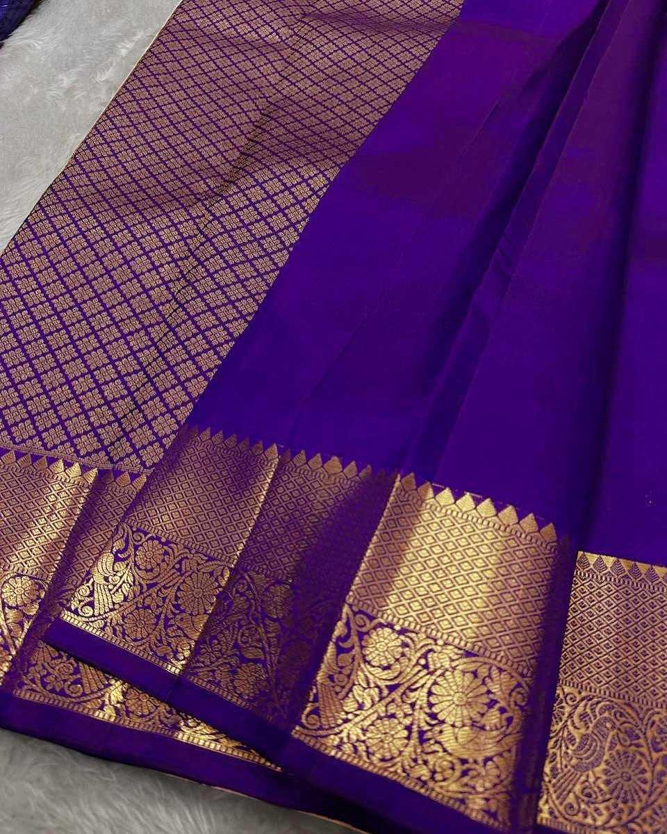 Blue Elegant Banarasi Soft Silk Zari Woven Saree with Rich Border & Blouse Piece - House of ViDi