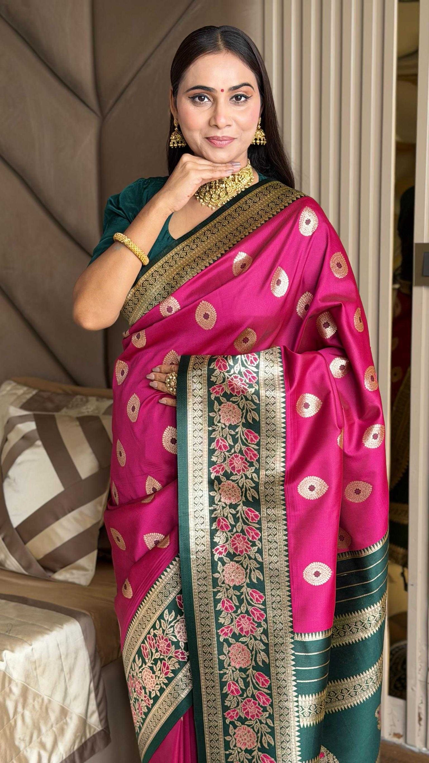 Purple Banarasi Narayanpeth Soft Silk Saree