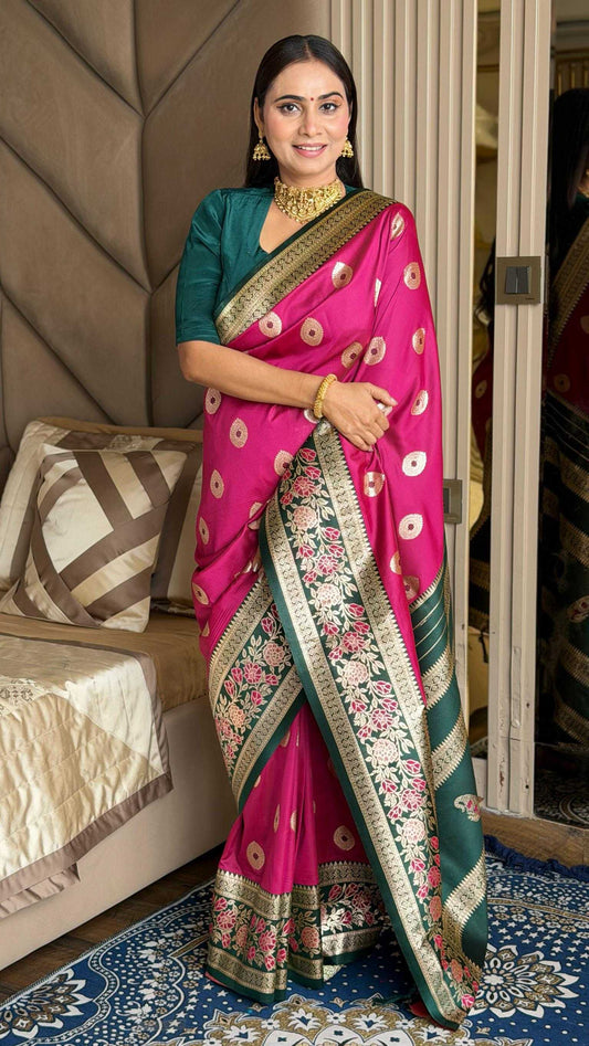 Purple Banarasi Narayanpeth Soft Silk Saree