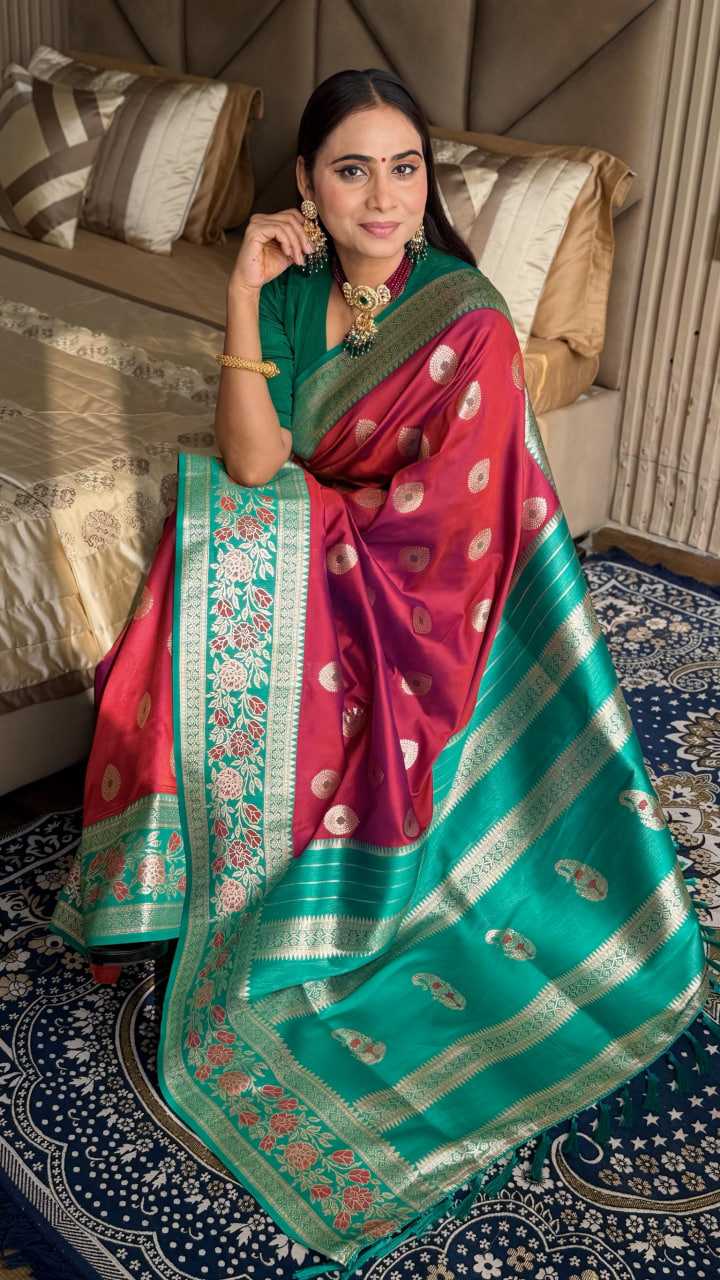 Red Banarasi Narayanpeth Soft Silk Saree