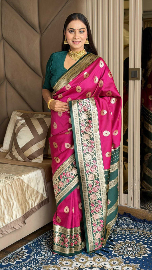 Purple Banarasi Narayanpeth Soft Silk Saree