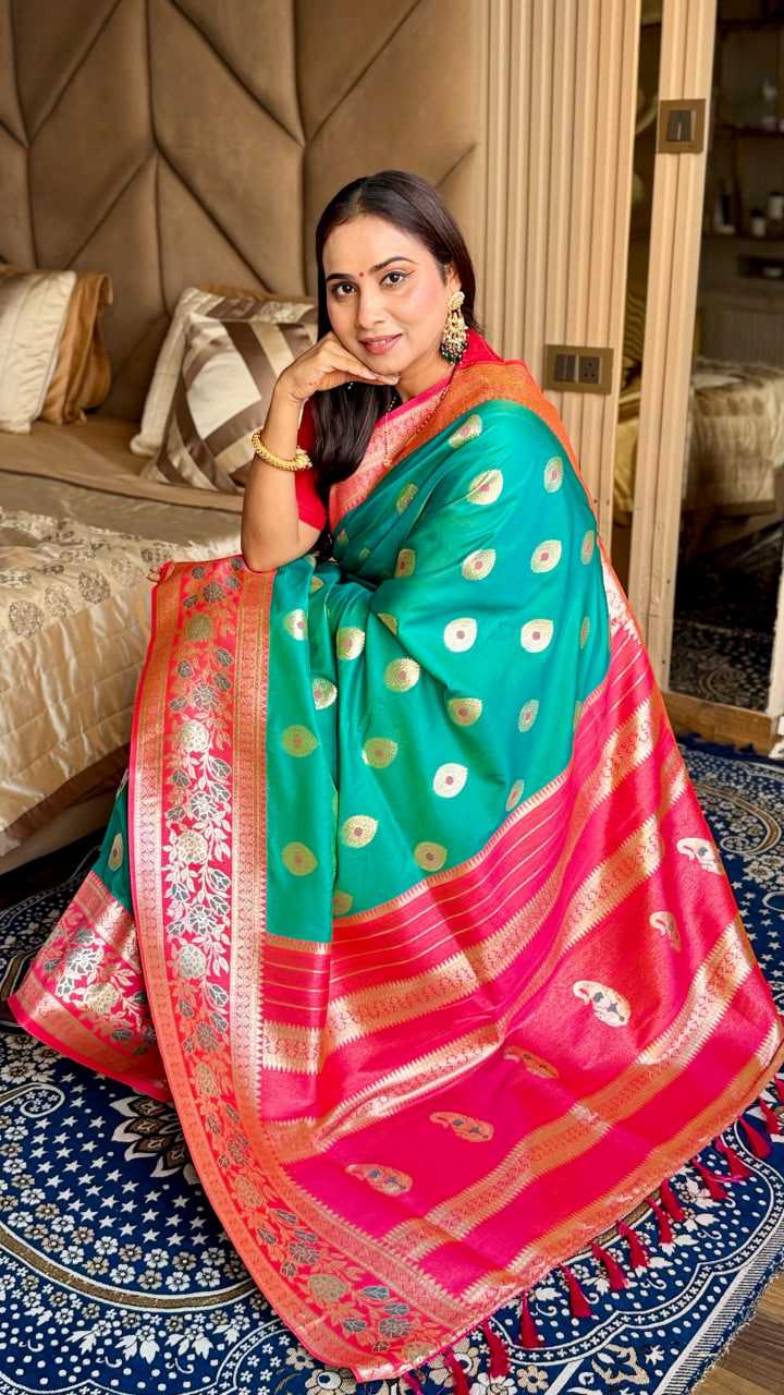 Green Banarasi Narayanpeth Soft Silk Saree