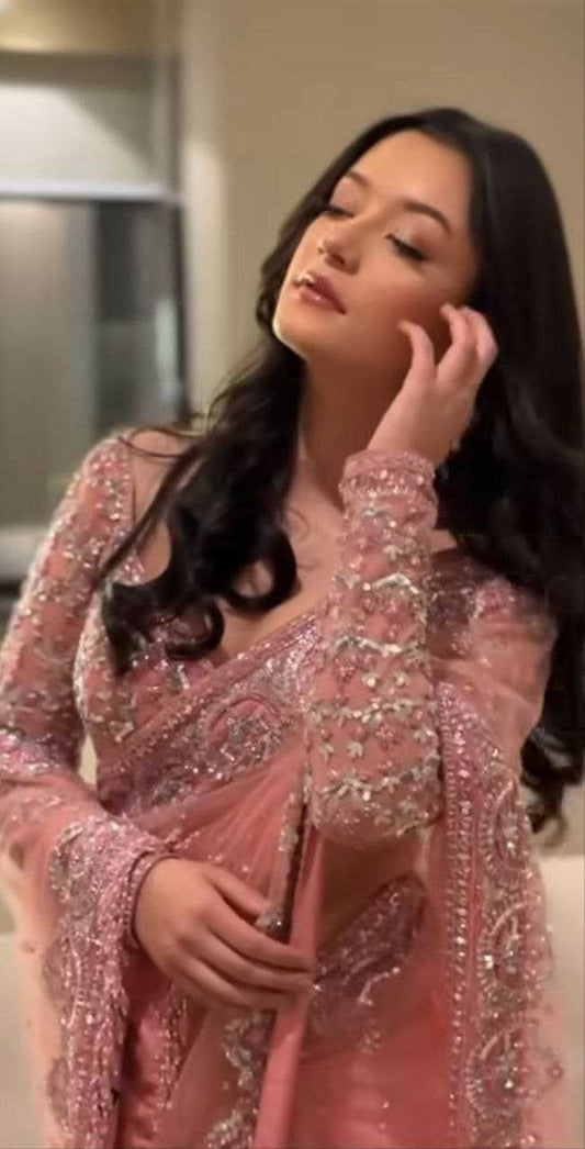 Butterfly Net Embroidered Sequin Designer Saree