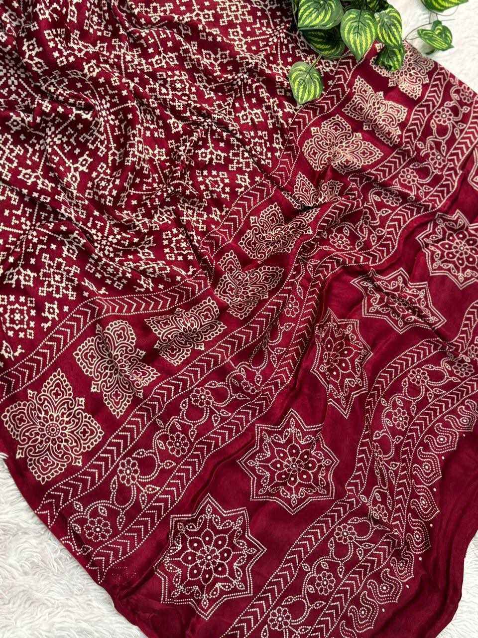 Heritage Gajji Modal Saree with Traditional Ajrakh-Inspired Print