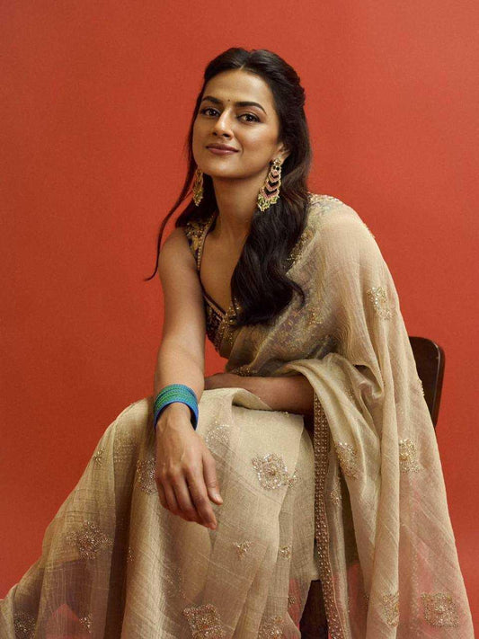 Celebrity Style Soft Crunchy Silk Designer Saree with Sequins & Dori Embroidery - House of ViDi