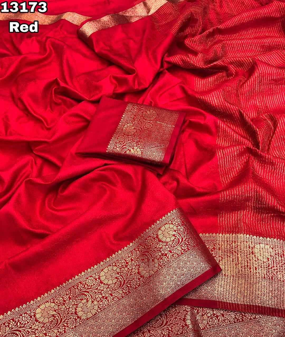 Red Dola Silk Jacquard Border Designer Saree - House of ViDi