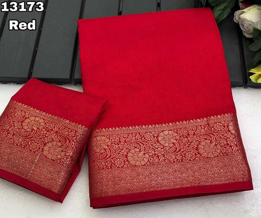 Red Dola Silk Jacquard Border Designer Saree - House of ViDi