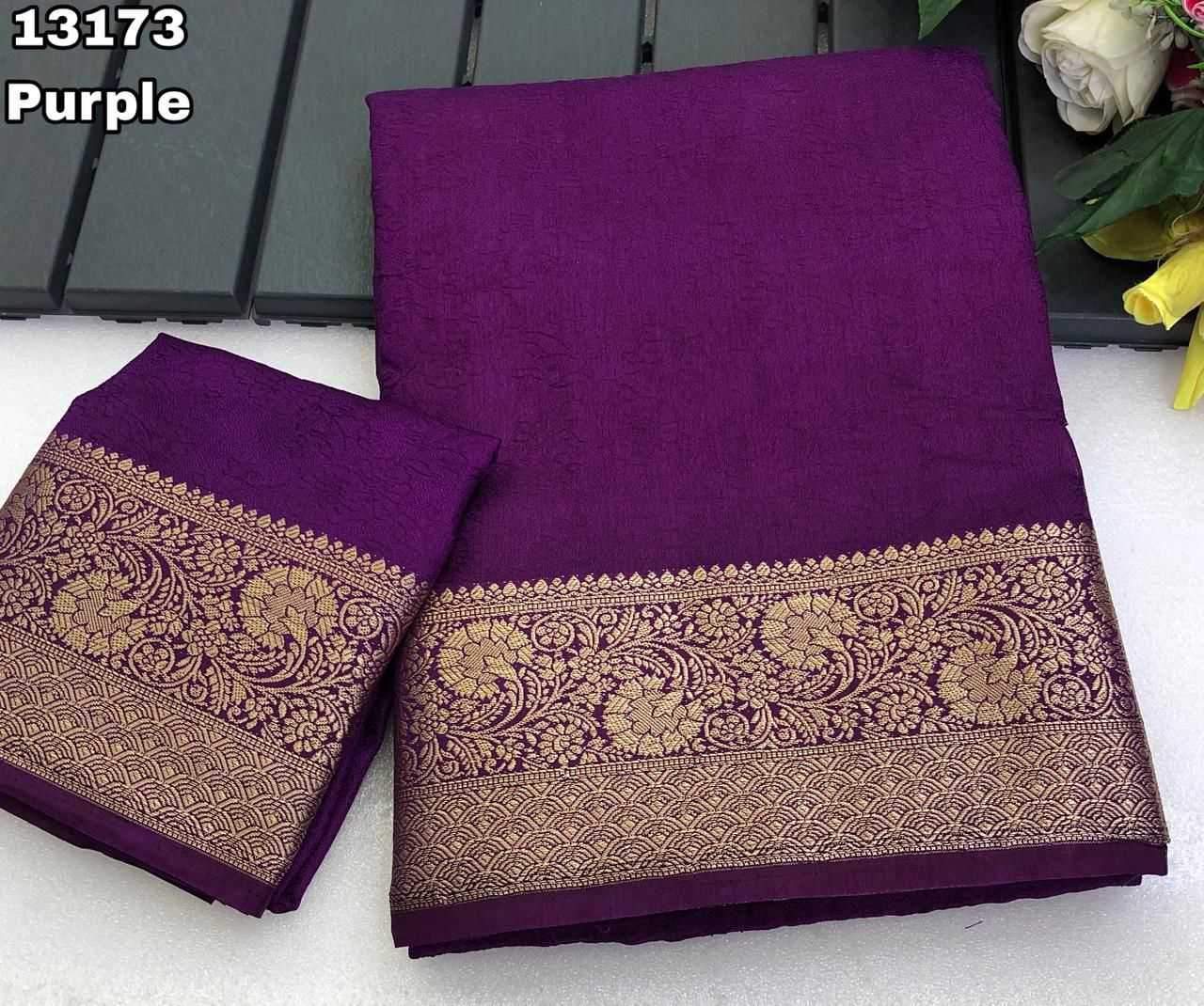 Purple Dola Silk Jacquard Border Designer Saree - House of ViDi