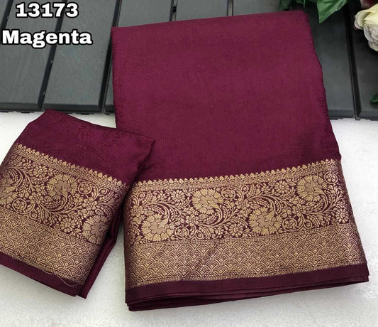 Magenta Dola Silk Jacquard Border Designer Saree - House of ViDi