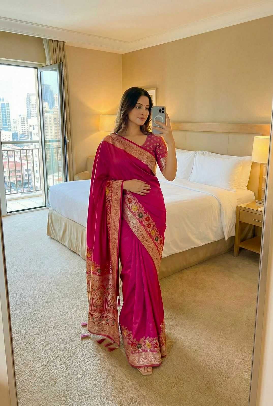 Rani Soft Dola Silk Zari Weaving Saree - House of ViDi