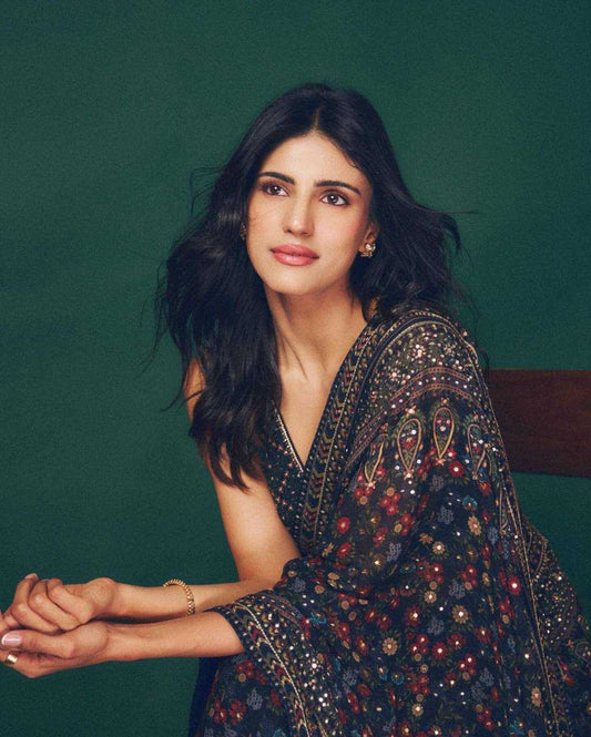 Pure Georgette Sequin Embroidered Saree