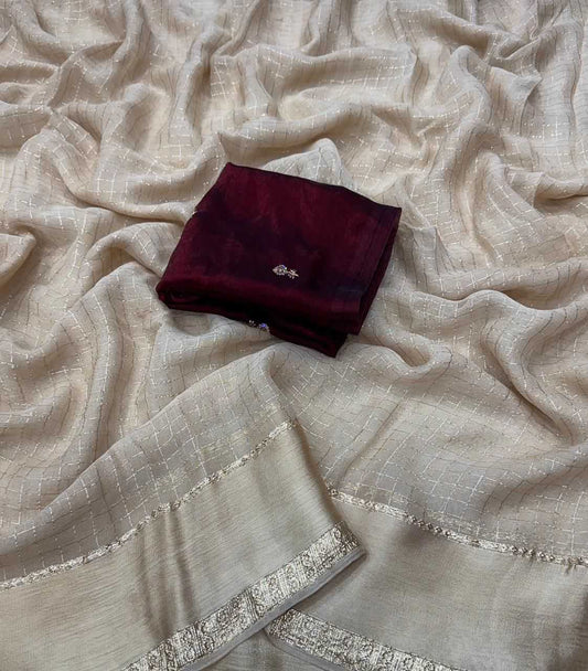 Viscose Georgette Saree with Sequins Satin Blouse