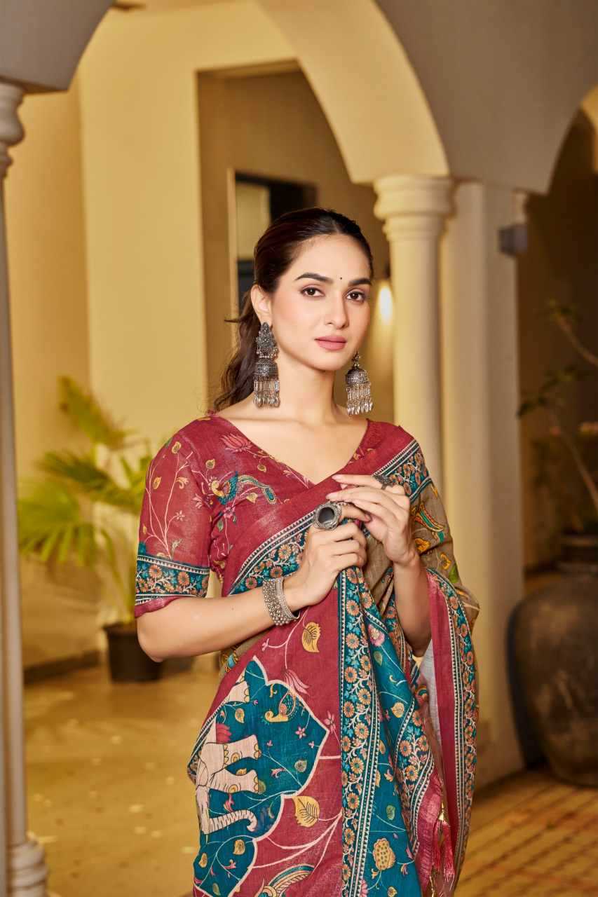 Handloom Silk Traditional Printed Designer Saree - House of ViDi