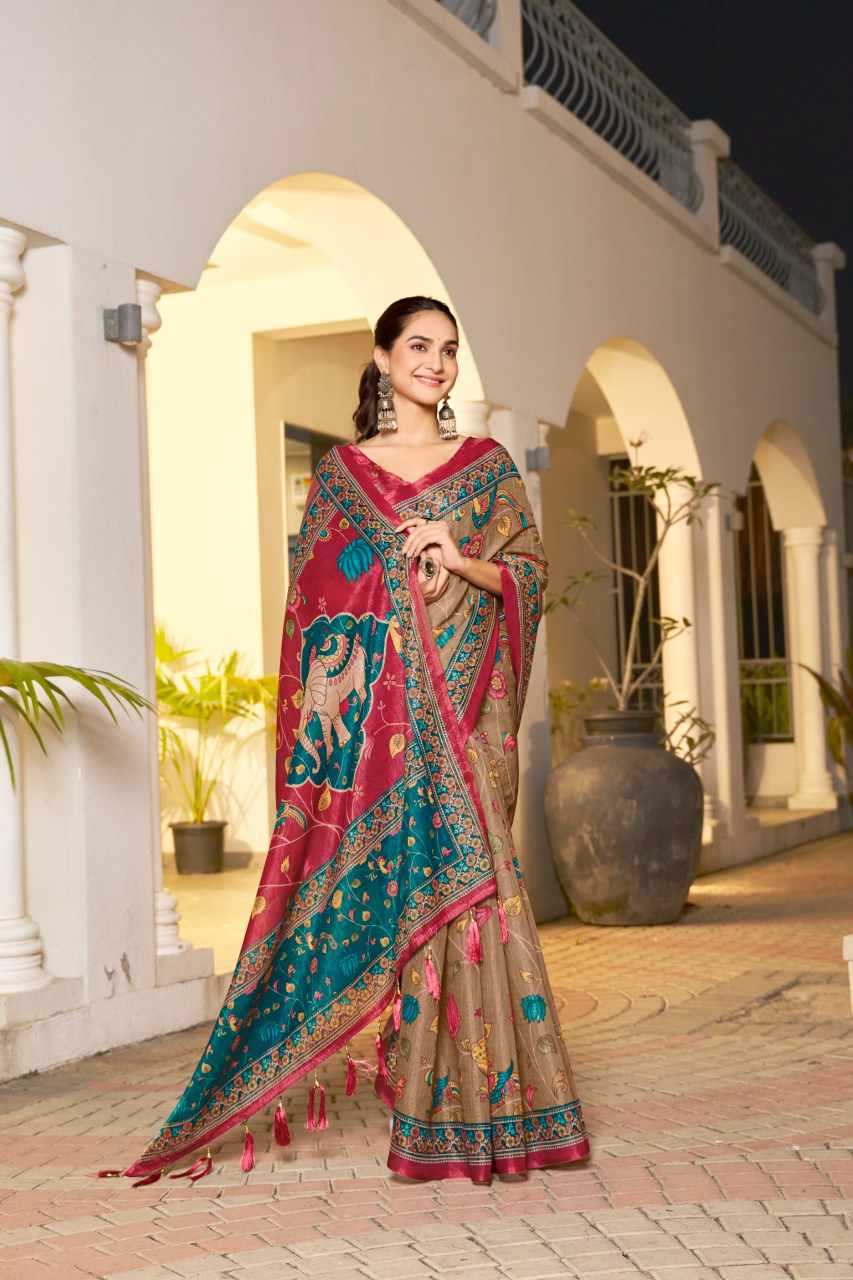 Handloom Silk Traditional Printed Designer Saree - House of ViDi