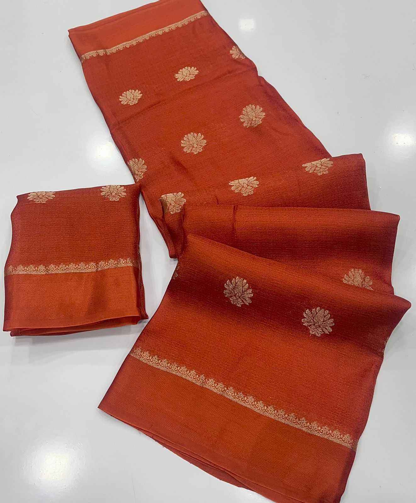 Red Royal Khadi Silk Saree with Jacquard Butti Design & Satin Border