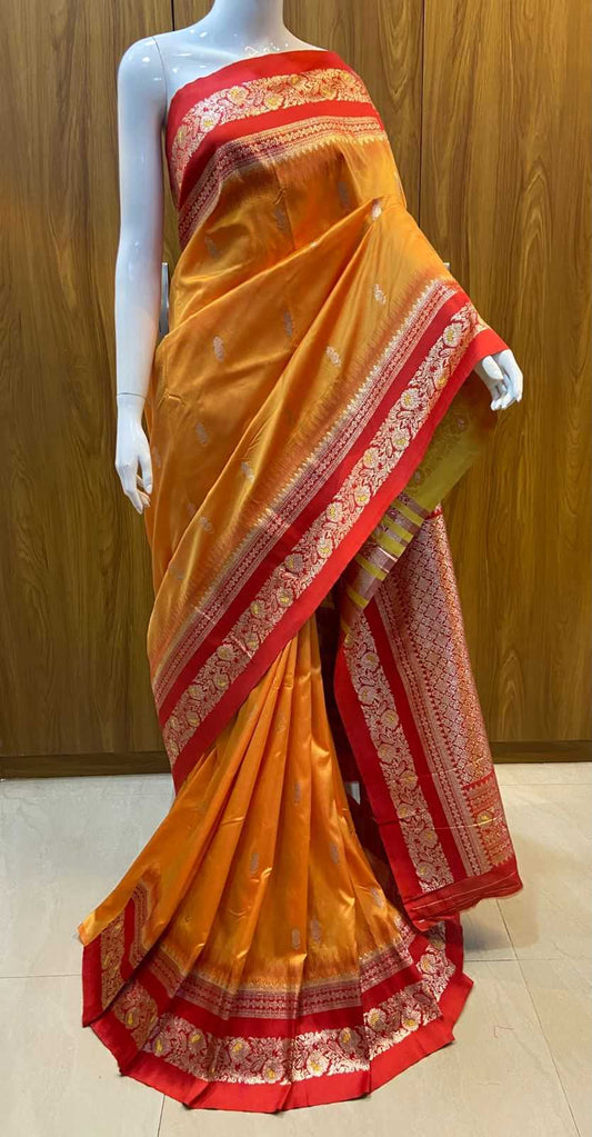 Mustard Pure Silk Saree with Original Zari Weaving - House of ViDi